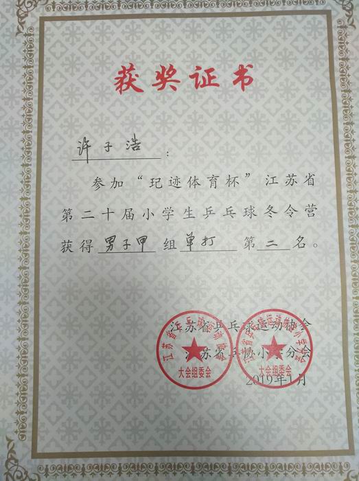 调整大小 许子浩“玘迹体育杯”江苏省第21届小学生乒乓球冬令营男子甲组单打第2名.jpg