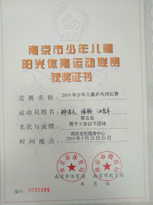 调整大小 钟浩天、诸赫、江育平在2019少年儿童乒乓球比赛中获男子9岁以下团体第5名.jpg