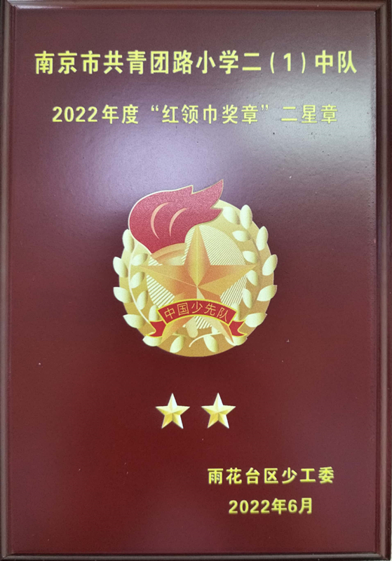 2022.6南京市共青团路小学二（1）中队获得2022年度“红领巾奖章”二星章.jpg